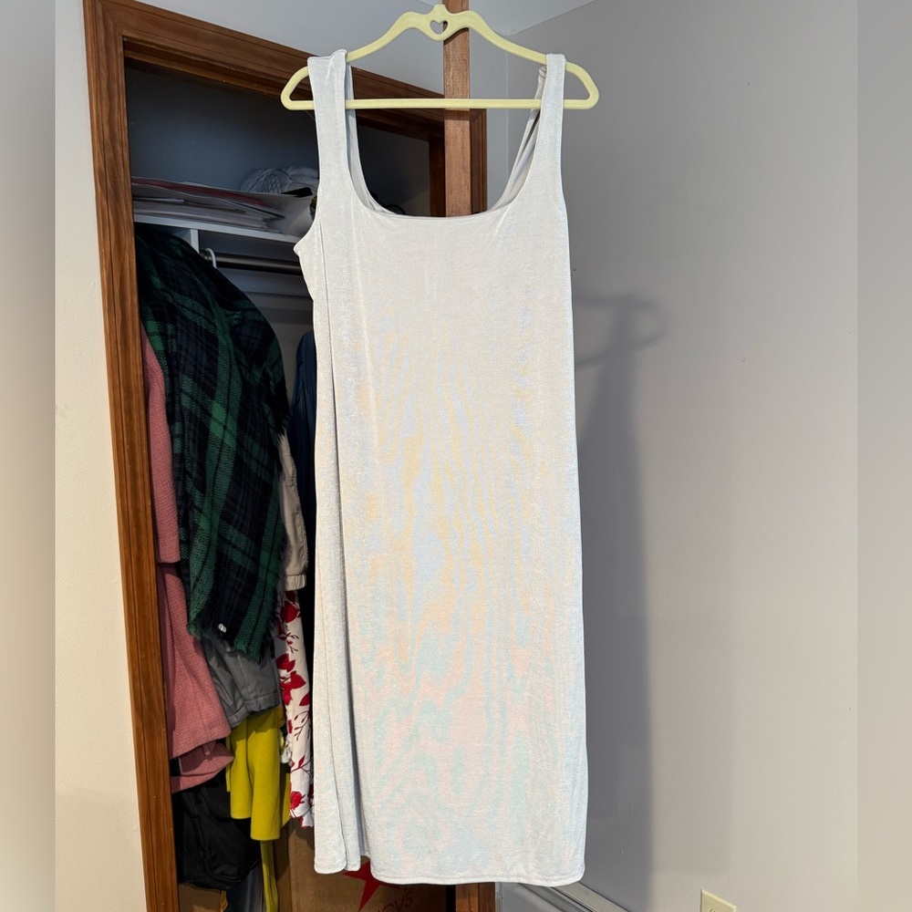 Wild Fable Silver Shimmer Bodycon Midi Dress | Size XL NWT